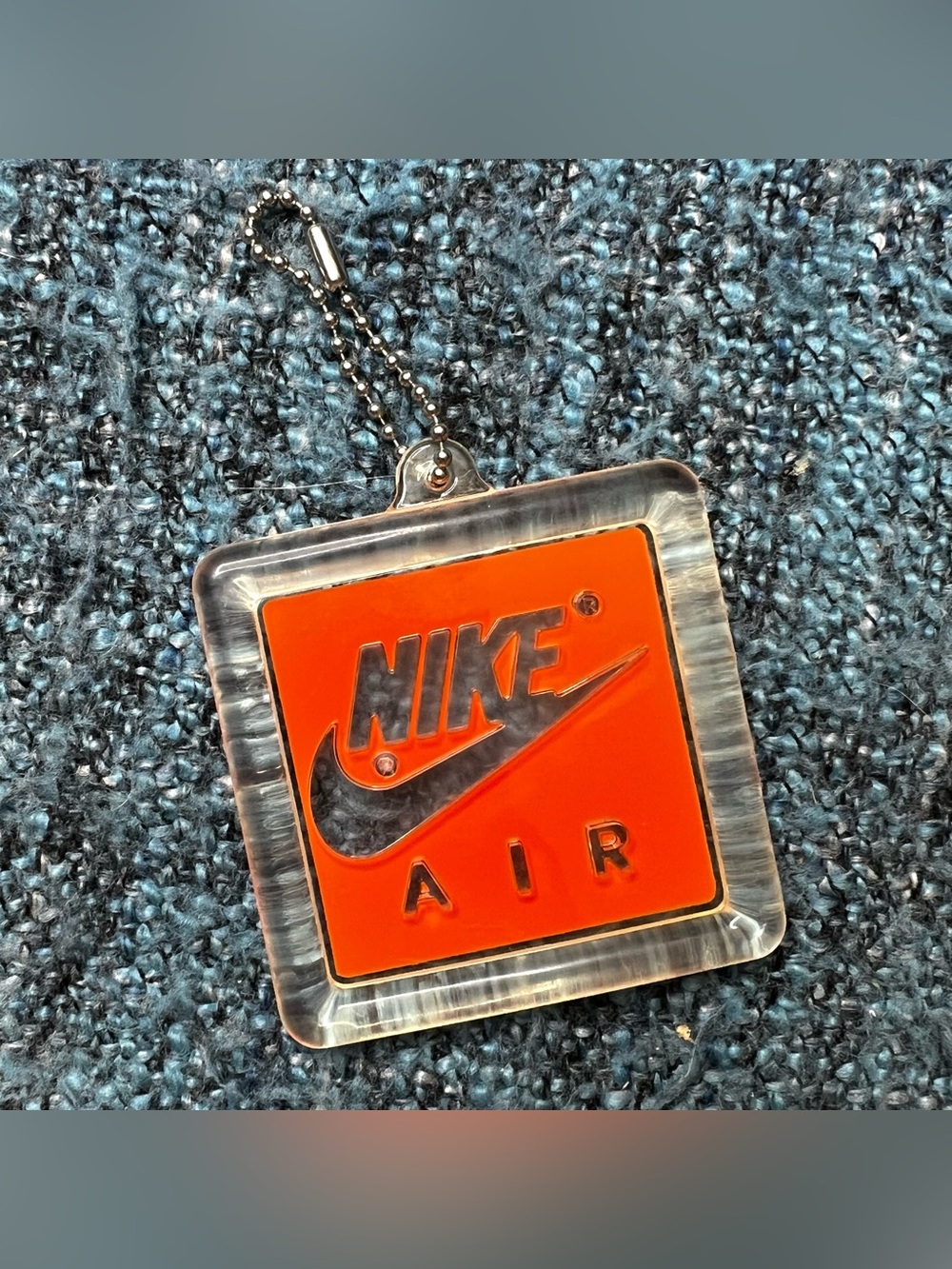 Vintage Nike Air Max Hang Tag Retro 90s Orange Keychain Jordan Square Key Ring